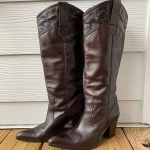 Genuine Leather Cowgirl Boots Pointed Toe